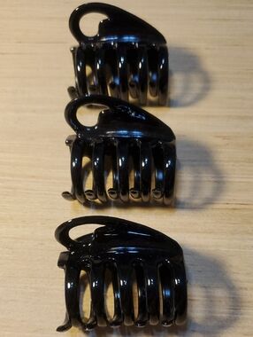 Black Hair Claw Clips - Set of 3